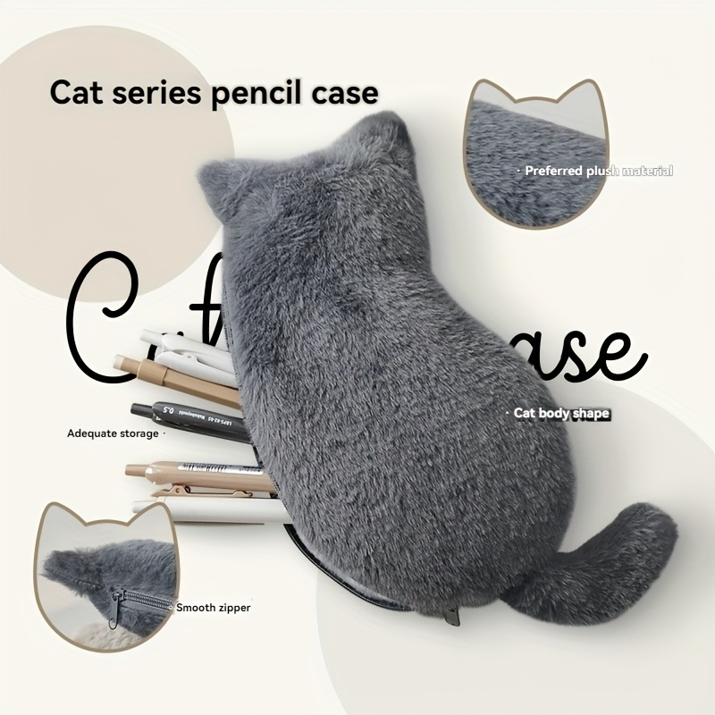Cute Plush Cat Pencil Cases, K - Korean Skincare Routine ulasan dan harga