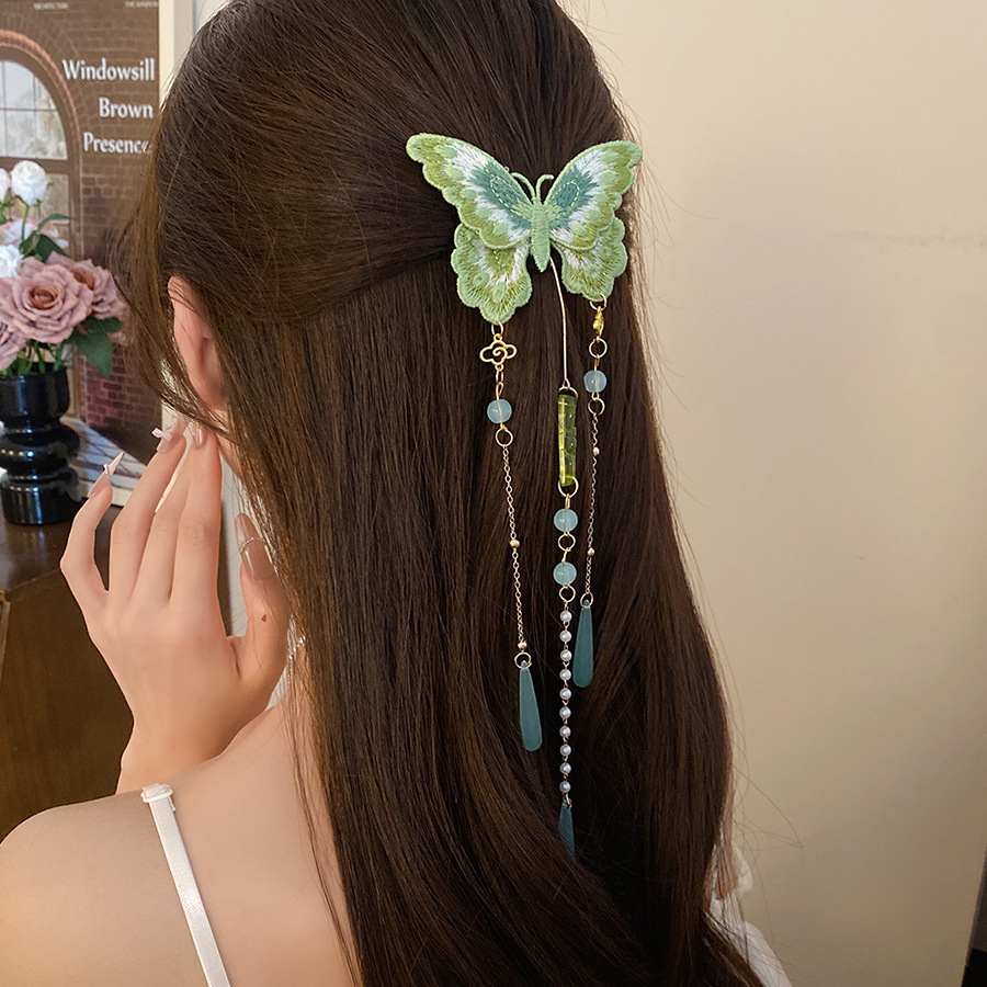 Green Embroidered Butterfly Ha - Hanbok Hair Pin ulasan dan harga